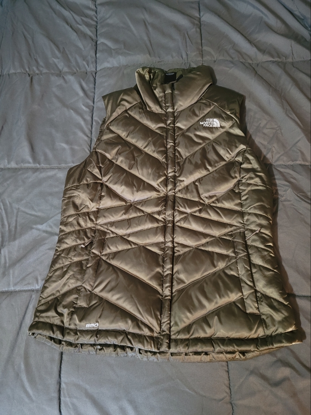 Army Green North Face Puffer Vest